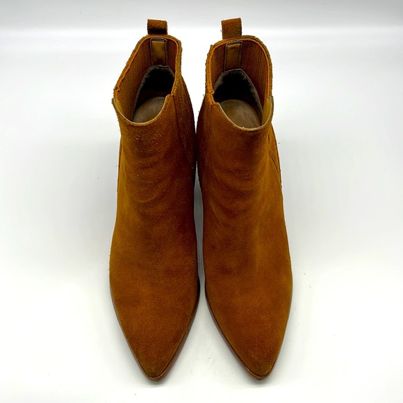 Marc Fisher Shoes - Marc Fisher - Alva Brown Suede Pointed Toe Ankle Heel Bootie Size 8